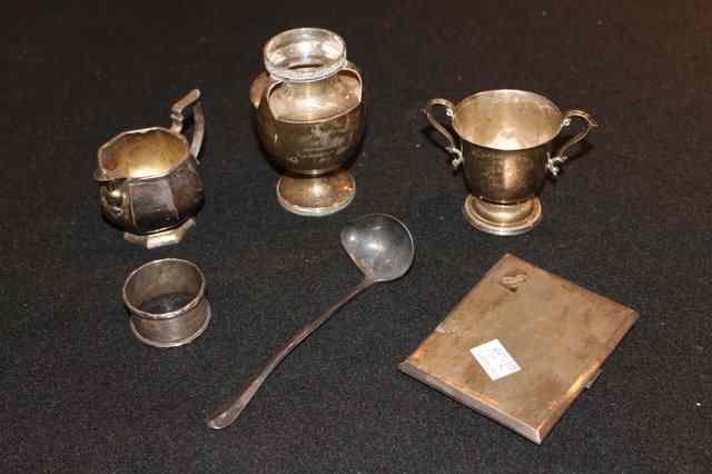 Appraisal: A SMALL COLLECTION OF VARIOUS SILVER ITEMS including a cigarette