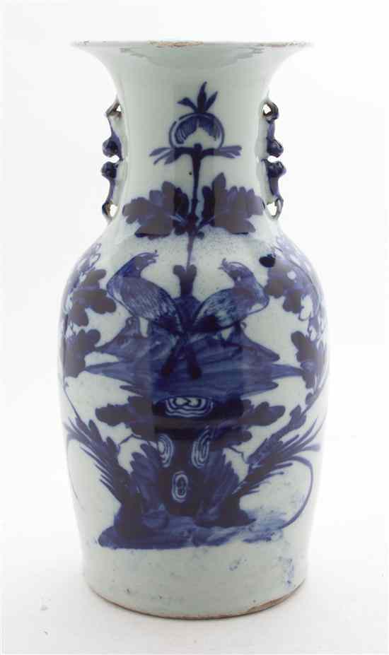 Appraisal: A Chinese Blue and White Porcelain Vase having opposing beast