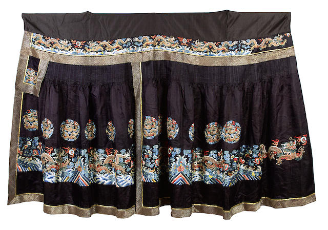 Appraisal: A Chinese embroidered skirt based on the chao pao design