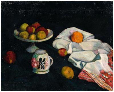 Appraisal: Impressionist still life apples in a center bowl oranges and