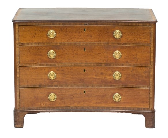 Appraisal: A George III Hepplewhite style crossbanded mahogany concave chest of