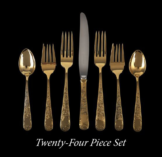 Appraisal: Twenty-Four-Piece Set of Kirk Old Maryland Engraved Sterling Silver Gilt