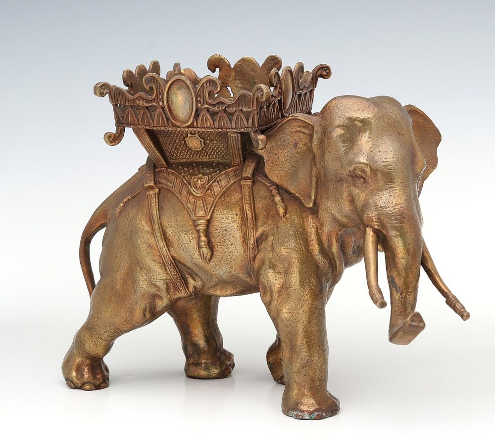 Appraisal: A LARGE DETAILED CAST BRASS ELEPHANT W ELABORATE HOUDA Cast