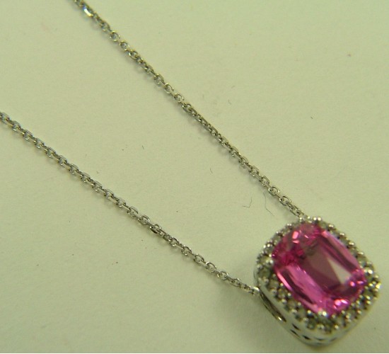 Appraisal: PINK SAPPHIRE AND DIAMOND PENDANT NECKLACE the K white gold