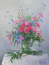 Appraisal: Alexander Officerov Russian born Still life with flowers Oil on