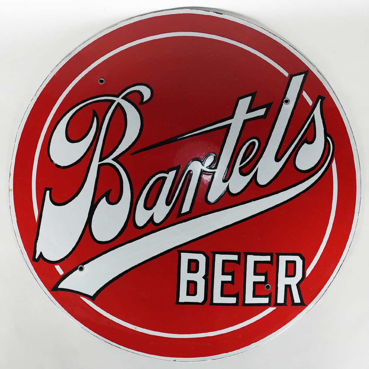 Appraisal: Bartels Beer Porcelain Convex SignReference n aBrewery Bartels Brewing Edwardsville