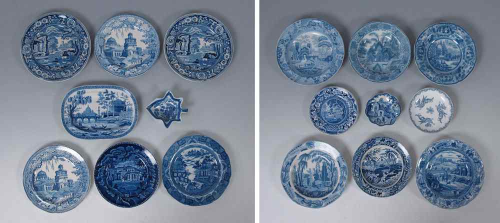 Appraisal: PIECE BLUE AND WHITE STAFFORDSHIRE PLATES round plates - Historical