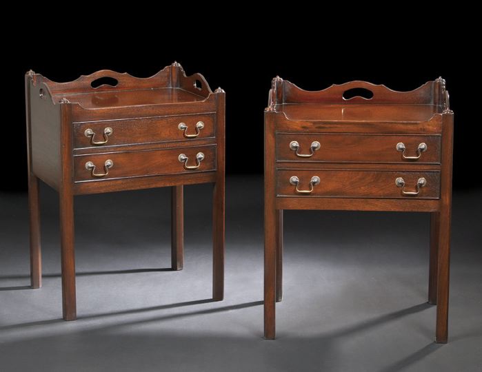 Appraisal: Pair of George III-Style Mahogany Side Tables each with a