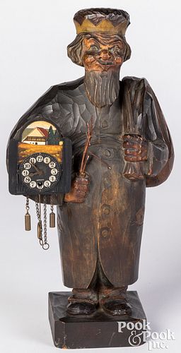 Appraisal: GERMAN WHISTLER WITH CLOCKGerman whistler with clock carved and painted