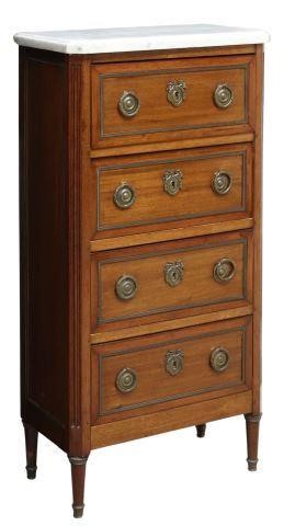 Appraisal: French Louis XVI style marble-top tall chest early th c