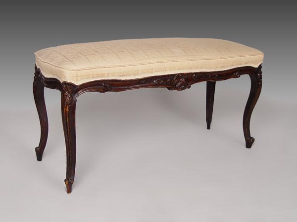 Appraisal: FRENCH CARVED MAHOGANY BENCH '' h x '' x ''