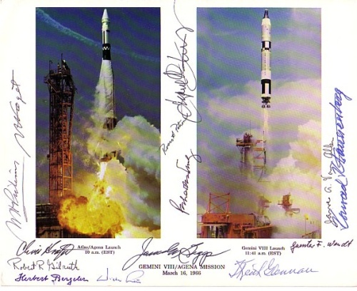 Appraisal: Space Pioneers An official NASA color lithograph of an Atlas-Agena