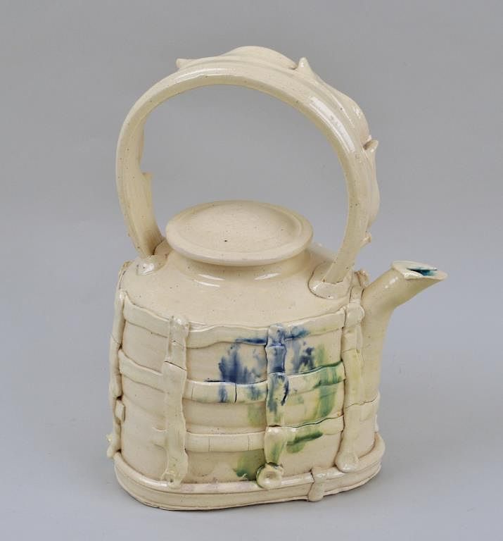 Appraisal: Betty Woodman Ceramic Teapot American - with applied latticework in