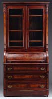 Appraisal: VICTORIAN WALNUT CYLINDER SECRETARY WITH BOOKCASE TOP The two part