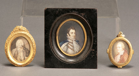 Appraisal: European School th Century Portrait Miniatures of Three Gentleman Group