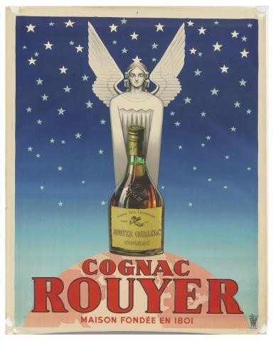 Appraisal: Unframed French lithograph advertising poster on paper Cognac Rouyer c