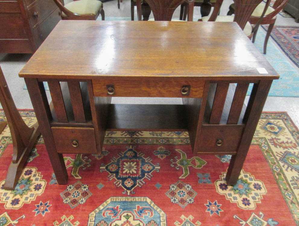 Appraisal: CRAFTSMAN OAK BOOKCASE DESK American early th century having a