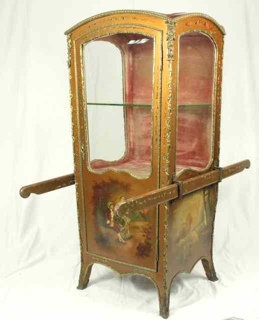 Appraisal: A Vernis Martin display style 'sedan chair' cabinet glass panelled