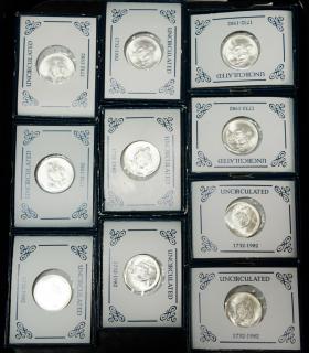 Appraisal: Ten silver George Washington commemorative silver half dollars unc Ten