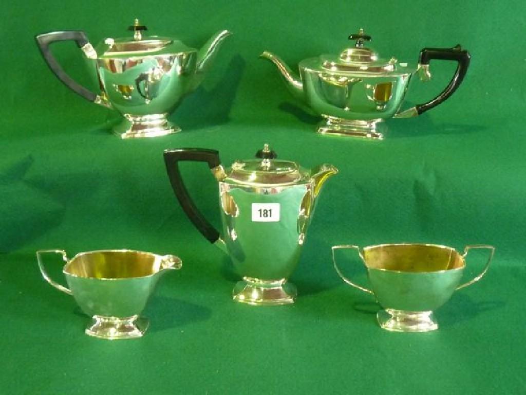 Appraisal: An early th century style five piece silver plated tea