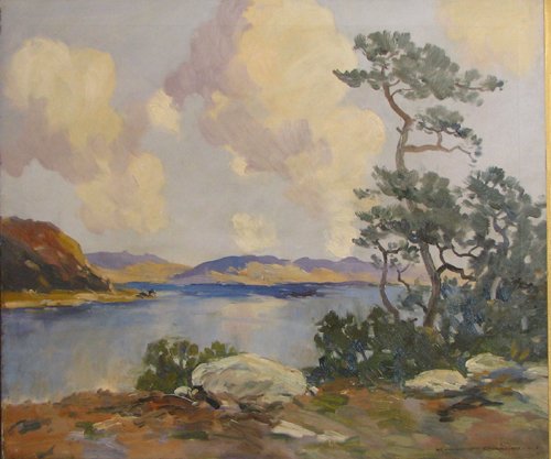 Appraisal: Artist Cramer Ernest Title River Summer Sky Medium oil on