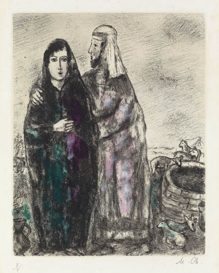 Appraisal: MARC CHAGALL Rencontre de Rachel et de Jacob Etching and