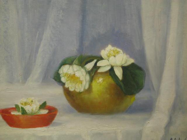 Appraisal: Henry Hammiond Ahl Oil on Canvas Still Life magnolias in