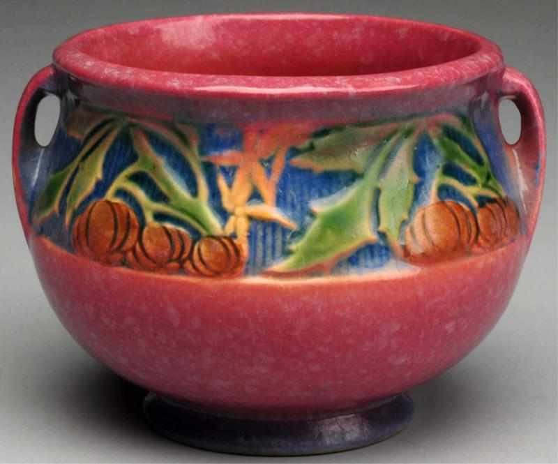 Appraisal: Roseville Baneda Jardiniere Shape - Mottled pink background with blue