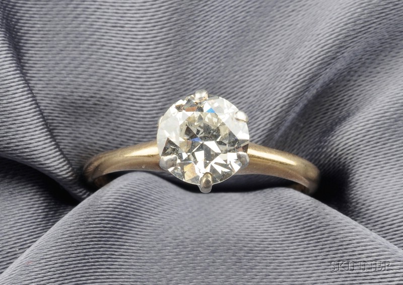 Appraisal: Diamond Solitaire prong-set with an old European-cut diamond weighing approx