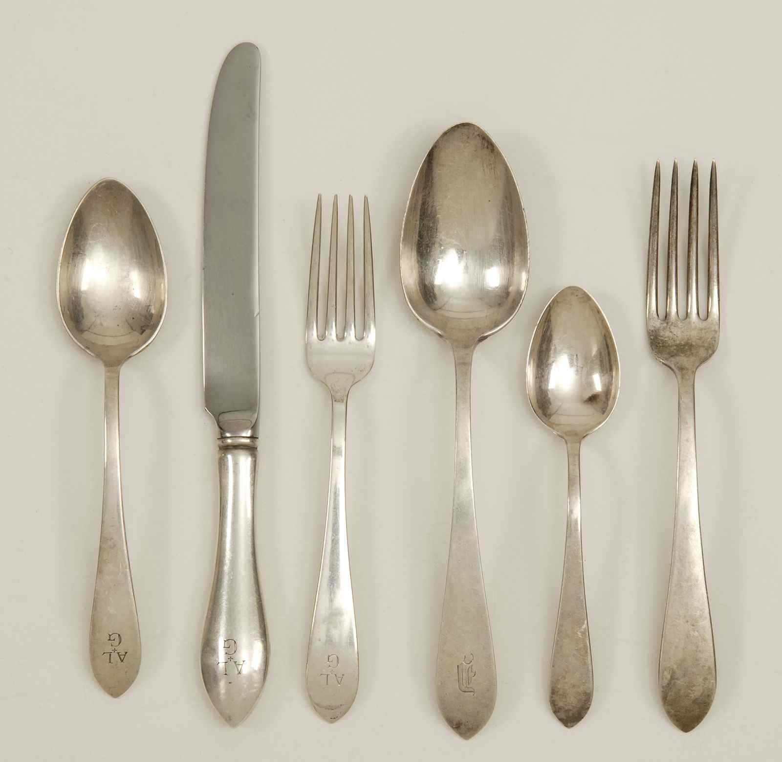 Appraisal: DOMINICK HAFF STERLING SILVER PARTIAL FLATWARE SETMonogrammed Consists of dinner