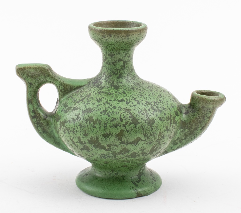 Appraisal: ROSEVILLE ROZANE MATTE GREEN DIMINUTIVE EWER Roseville Rozane Ware Egypto