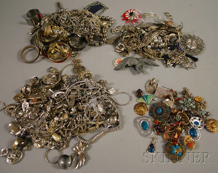 Appraisal: Large Group of Primarily White Metal Costume Jewelry including necklaces