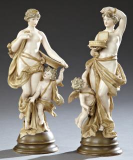 Appraisal: Pair of Austrian Turn Wien Polychromed Porcelain F Pair of