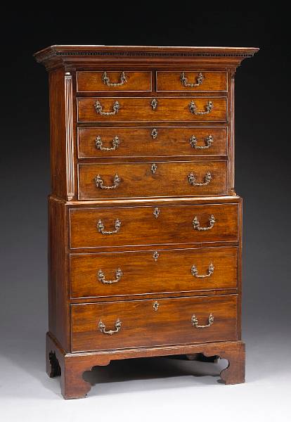 Appraisal: A George II mahogany chest on chest mid th century