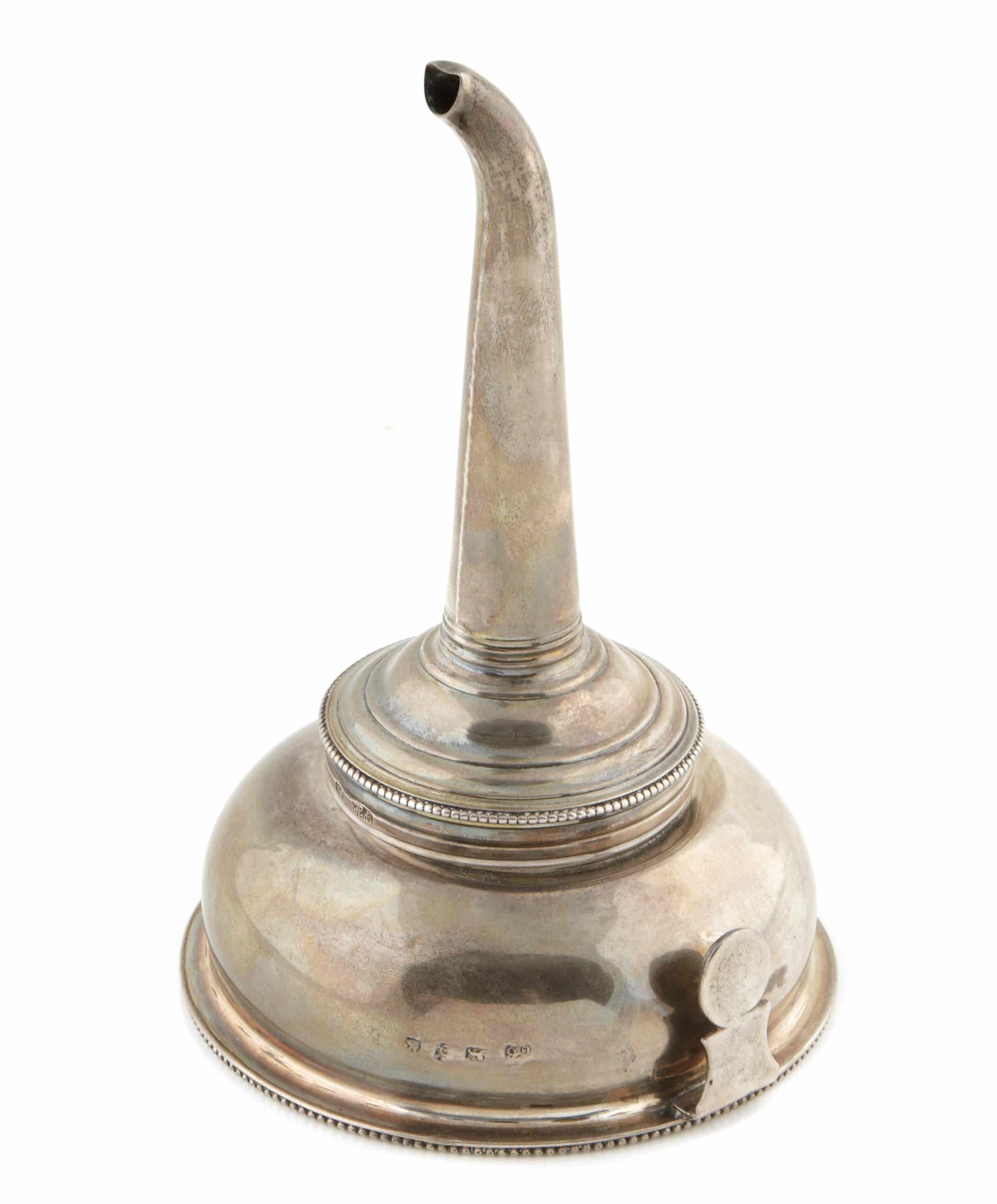 Appraisal: A George III sterling silver wine funnel Hester Bateman London