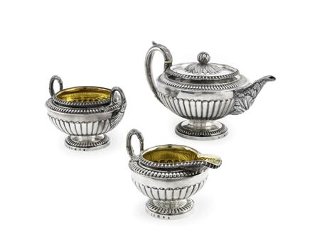 Appraisal: A George IV three piece tea service by Robert Gray