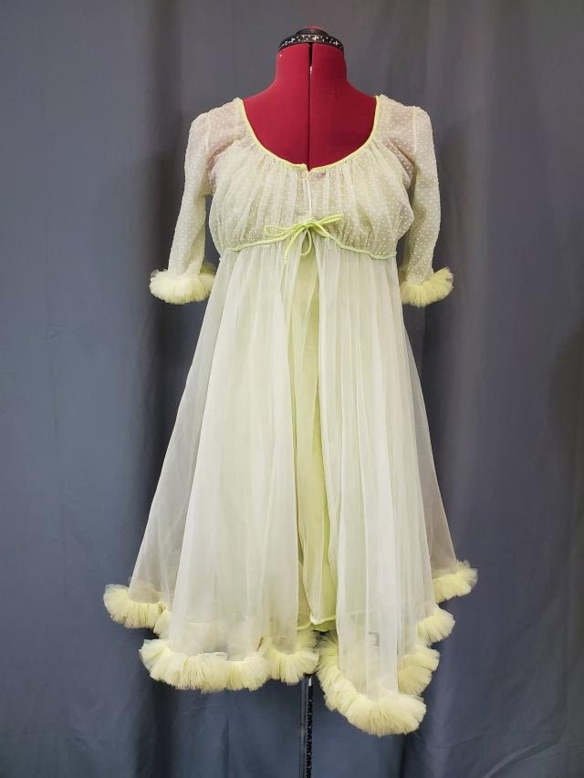 Appraisal: Vintage c s Lime Chiffon Green Baby Doll Peignoir Set