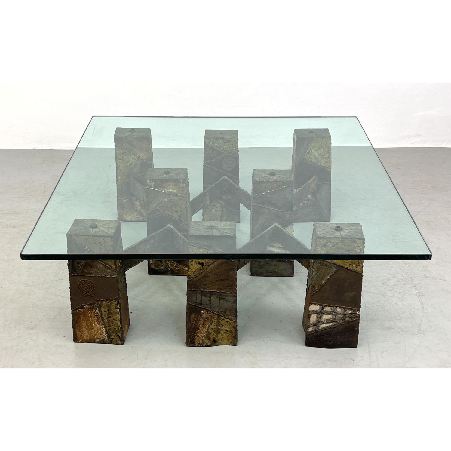 Appraisal: Unusual PAUL EVANS Welded Steel Coffee Cocktail Table Decorated and