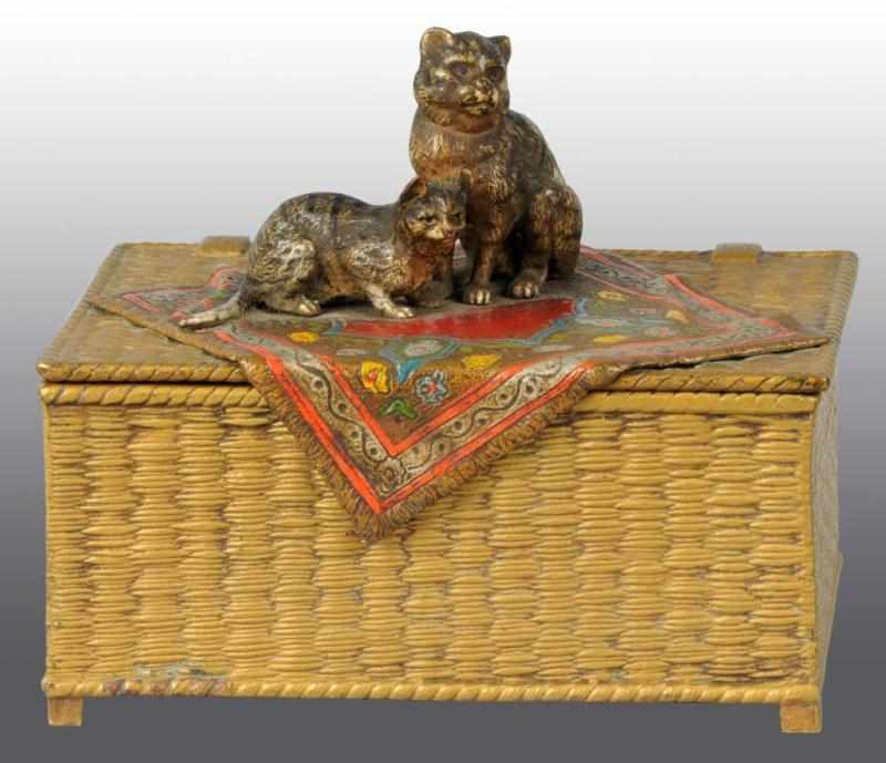 Appraisal: Bronze Cats on Rug Music Box Description Wonderful detail and