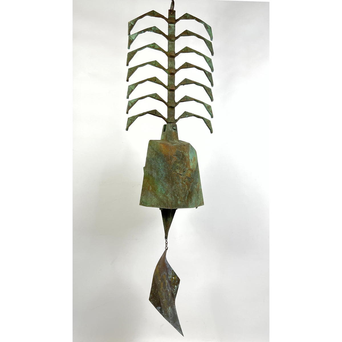 Appraisal: Large PAOLO SOLERI for ARCOSANTI Bronze Wind Bell Chime Verdigris