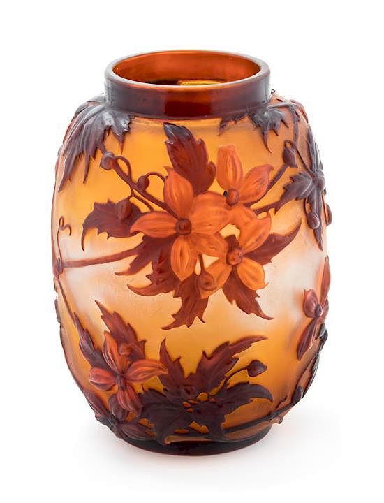 Appraisal: Emile Galle French - Clematis Vase Emile Galle French -