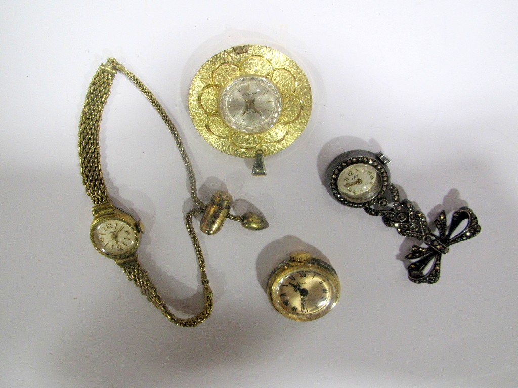 Appraisal: Lot comprising four mid th century ladies watches to include