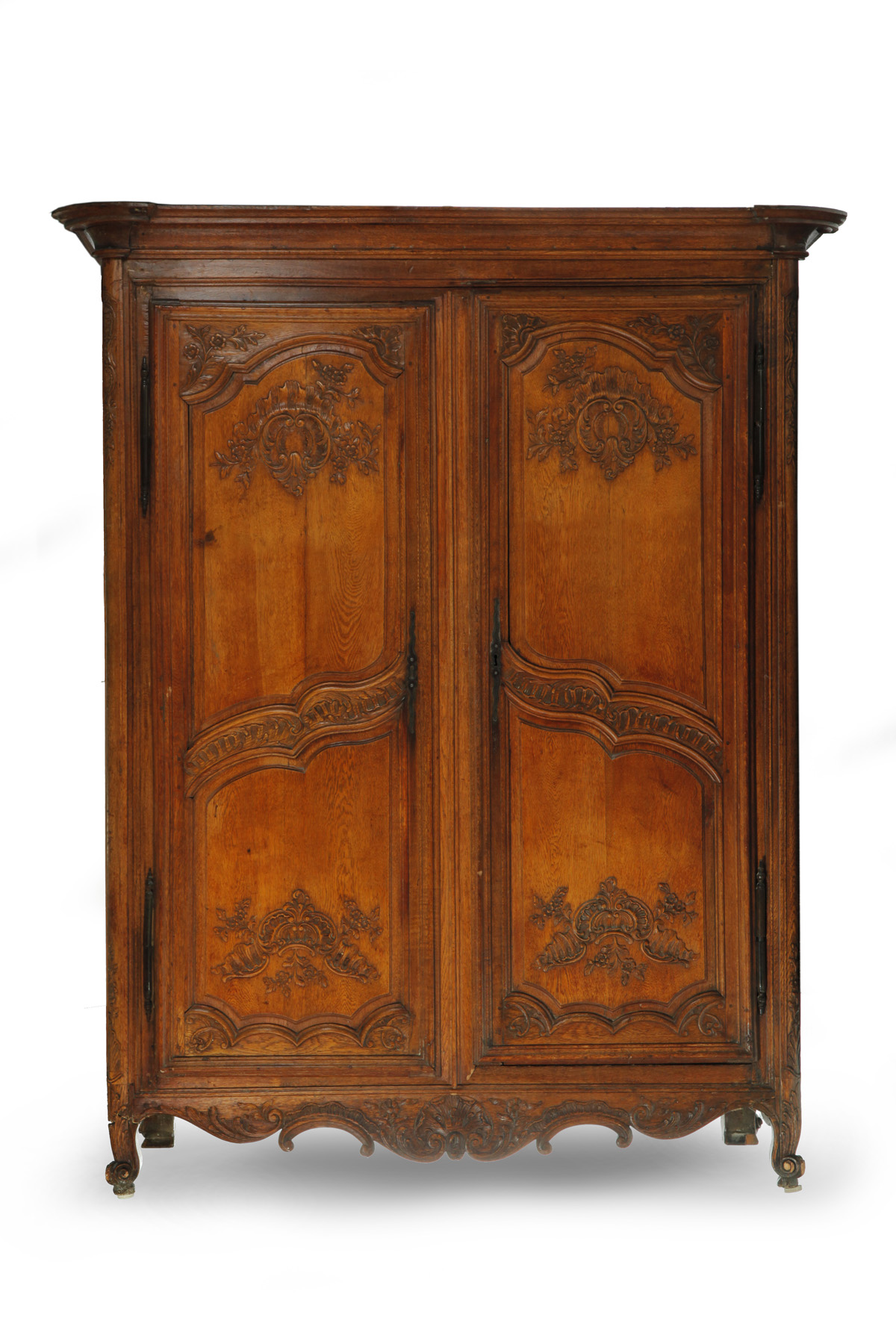 Appraisal: FRENCH LOUIS XVI-STYLE HEAVILY CARVED ARMOIRE Mid- th century Oak