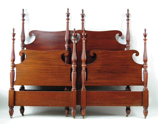 Appraisal: PAIR OF MAHOGANY HIGH POST BEDS Circa - The Sheraton