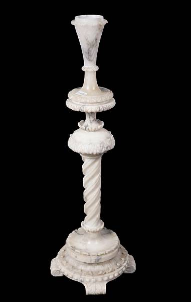 Appraisal: An alabaster jardiniere and stand overall height ft in