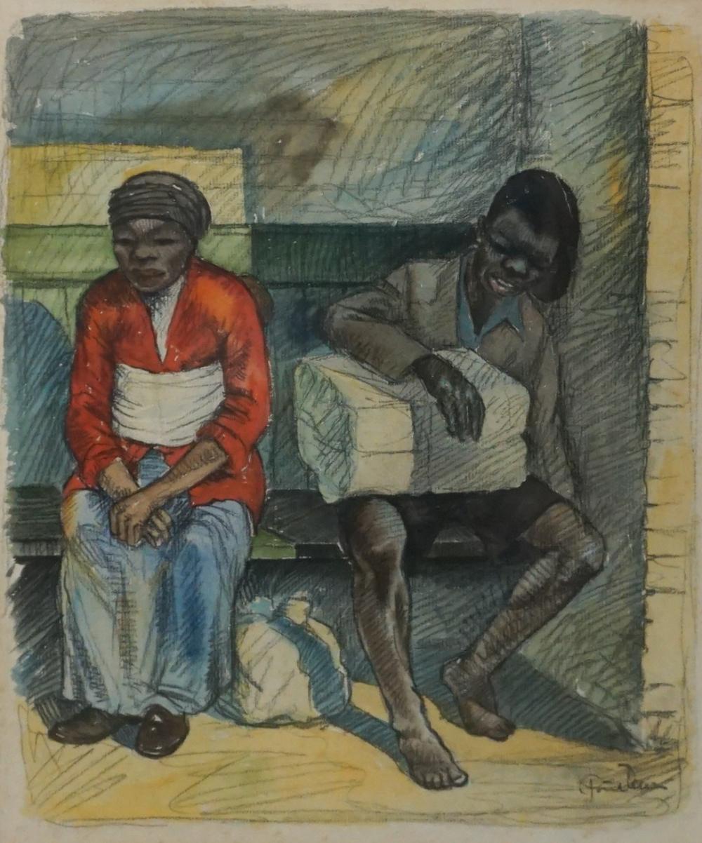 Appraisal: Haitian th Century School Waiting at the Bus Stop Color