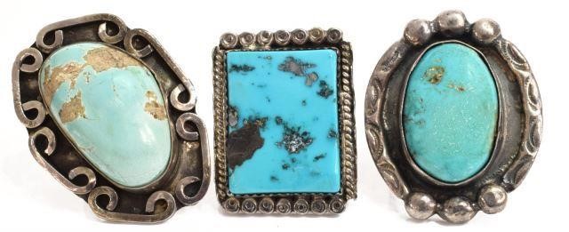 Appraisal: lot of Native American silver content unknown rings comprising central