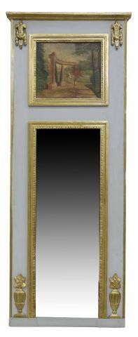 Appraisal: French Louis XVI style trumeau mirror early th c painted