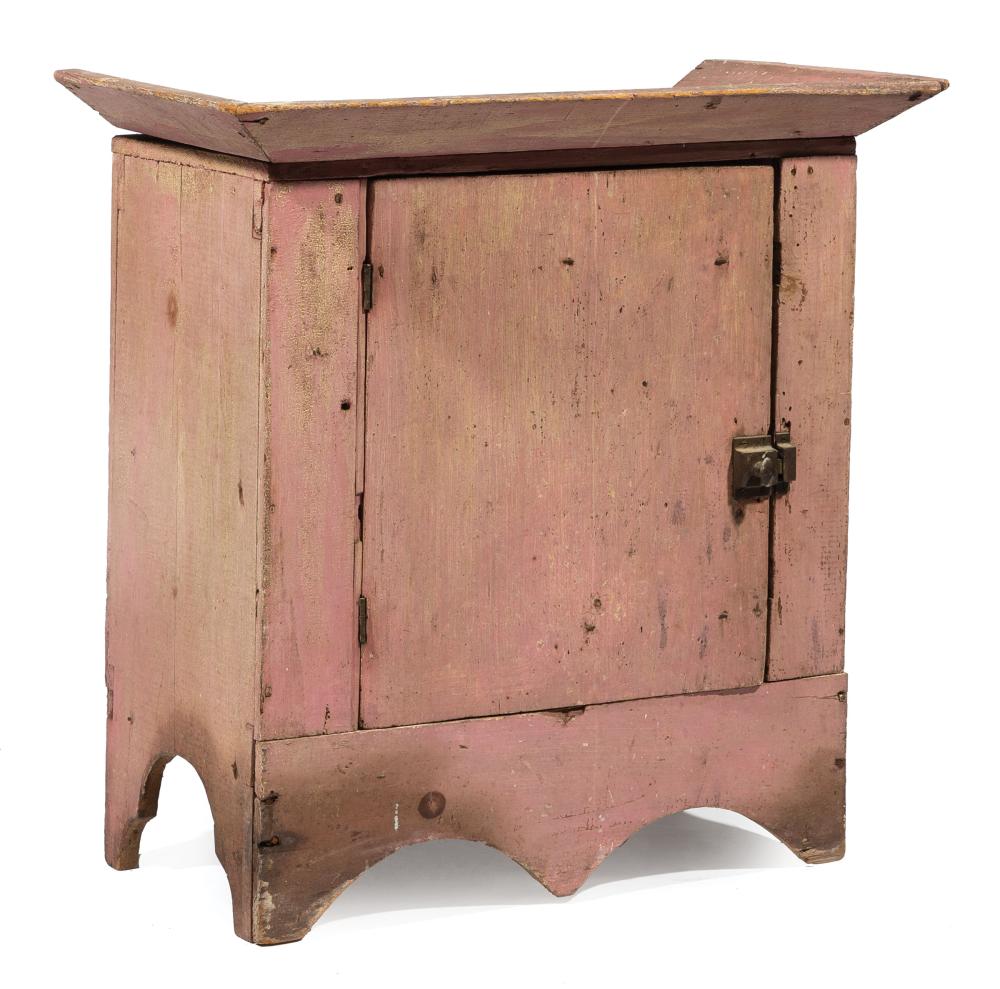 Appraisal: Small Continental Painted Cabinet th c flared cornice single door