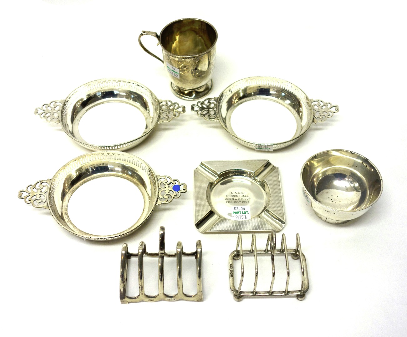 Appraisal: Silver comprising a Christening mug presentation inscribed Birmingham a square